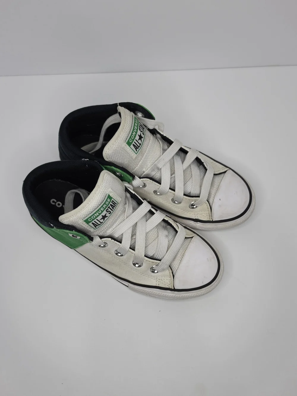 Converse Kids' Hi-Top Sneakers in White, Green & Black